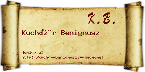 Kuchár Benignusz névjegykártya